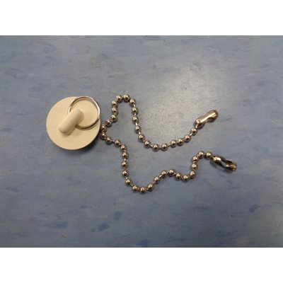 BOUCHON AVEC CHAINE 1 1 / 8" BLANC