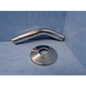 BRAS DE DOUCHE 1 / 2" x 6" AVEC BRIDE EN LAITON CHROME